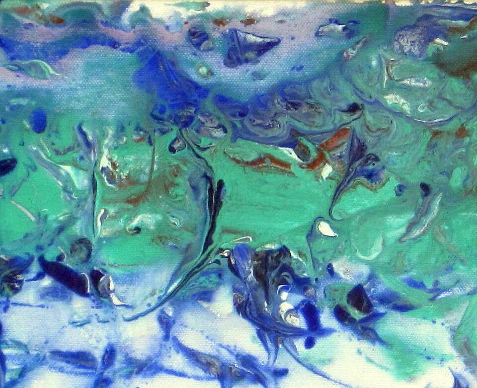 Blaues Fries, Mischtechnik, 100 x 20 cm