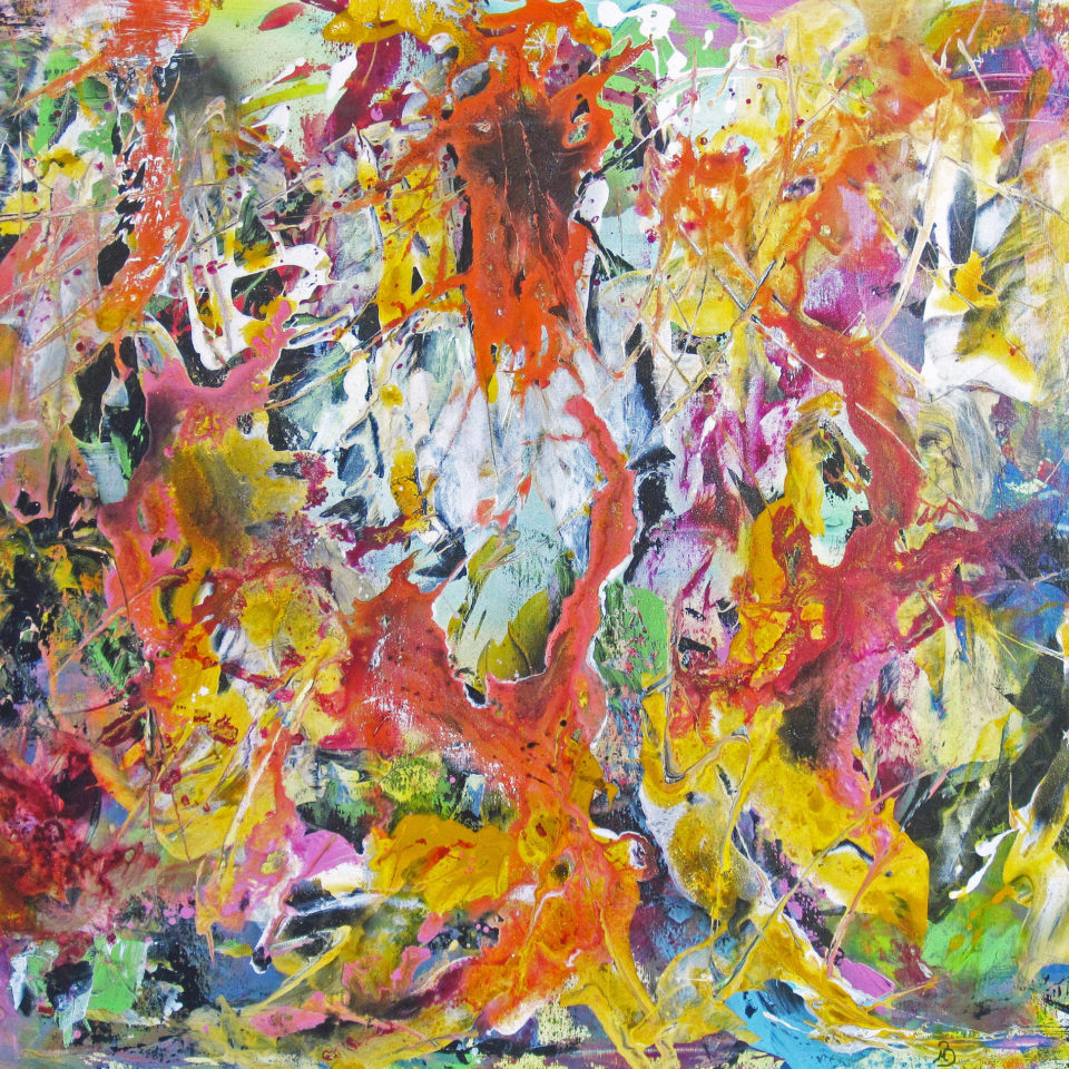 Farbentanz, Mischtechnik, 100 x 120 cm