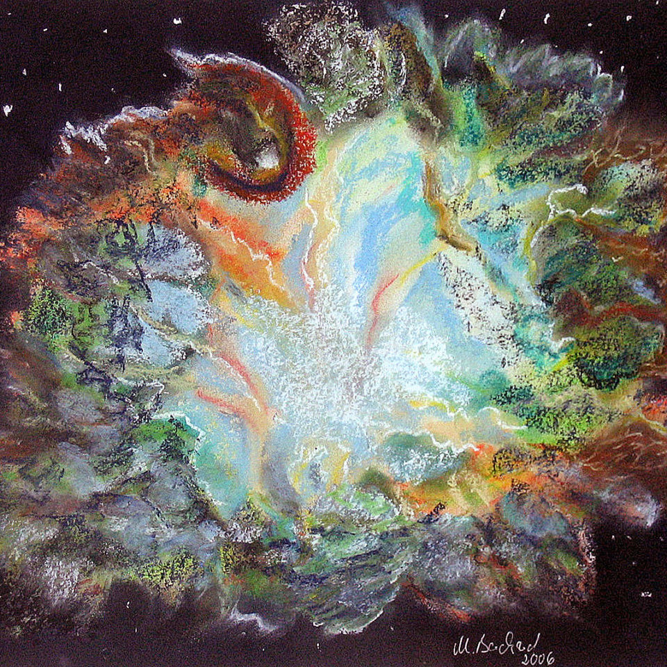Krebsnebel, Pastellkreide