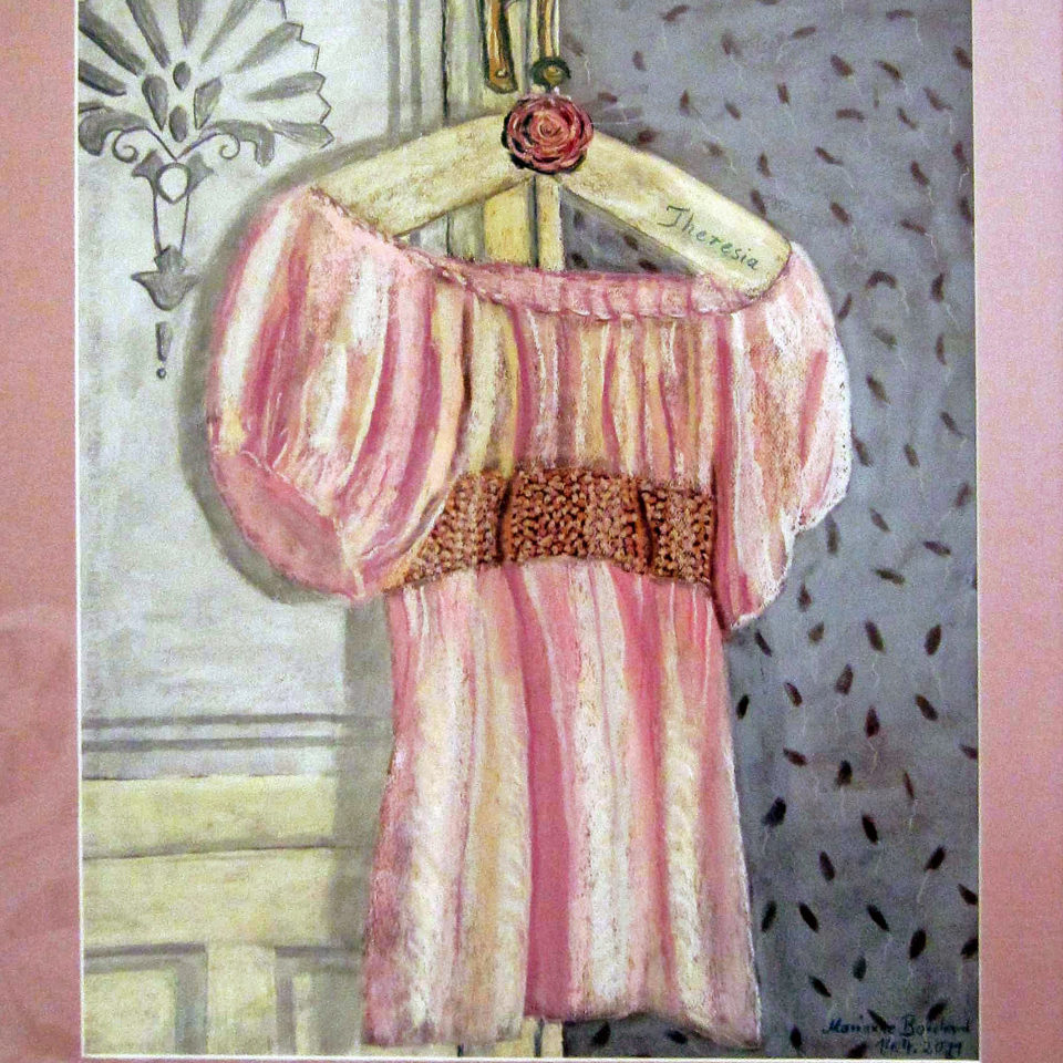 Rosa Bluse für Theresia, Pastellkreide