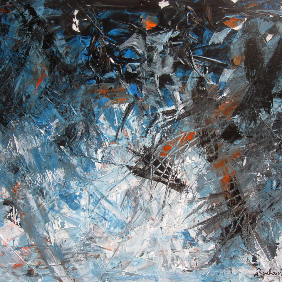 Schwebendes Schwarz, Acryl, 80 x 100 cm